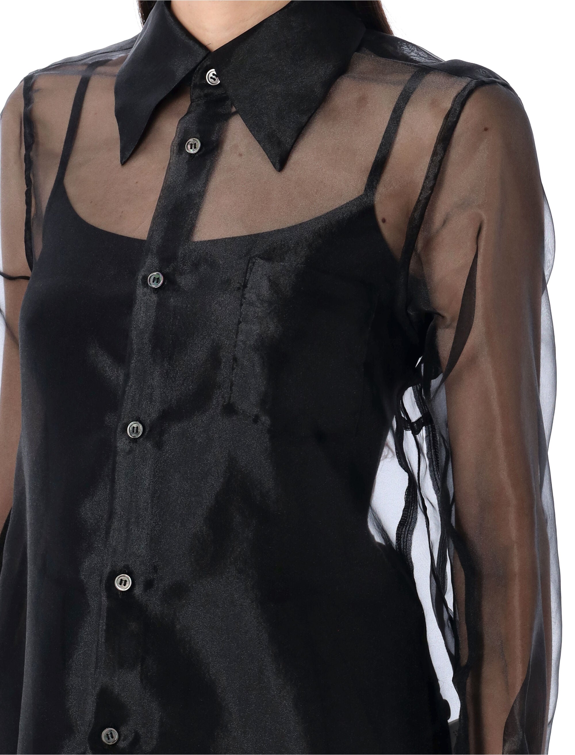 COMME DES GARÇONS Light Knit Shirt with Point Collar and Chest Pocket - Size S