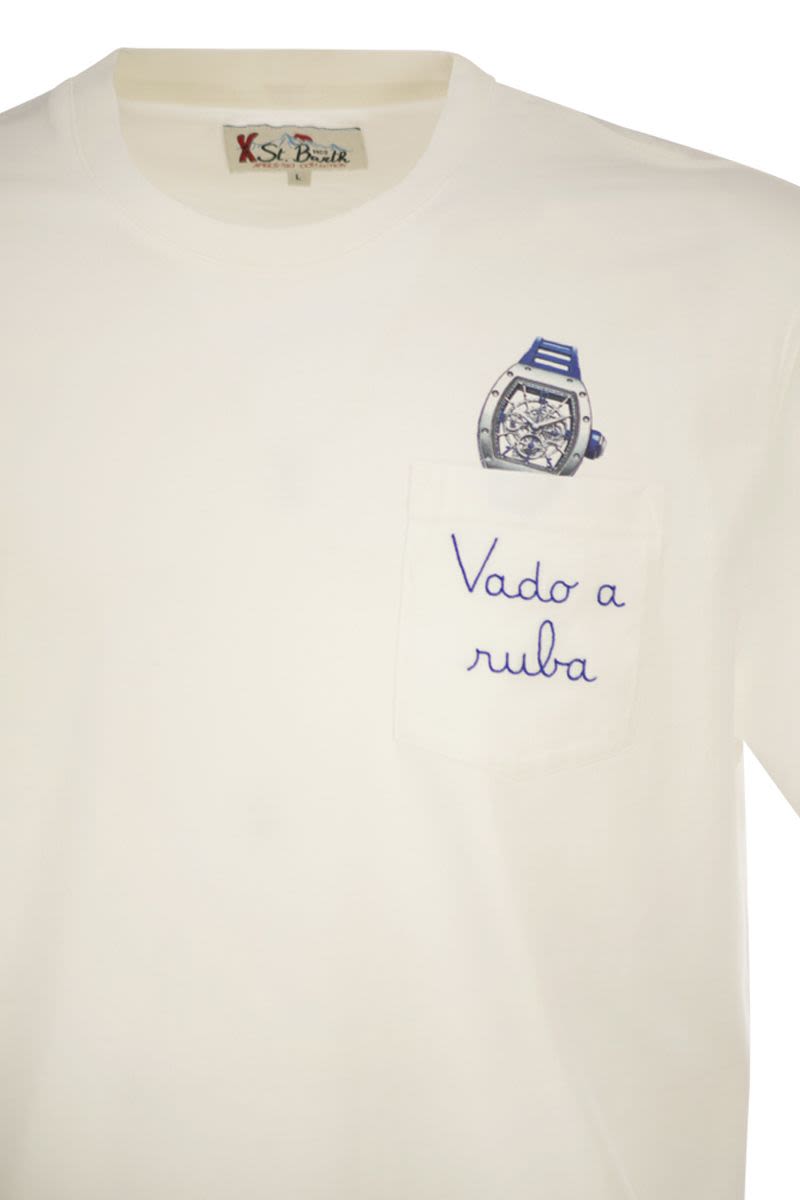 MC2 SAINT BARTH Men's Basic Short-Sleeve T-Shirt with Pocket and Embroidery