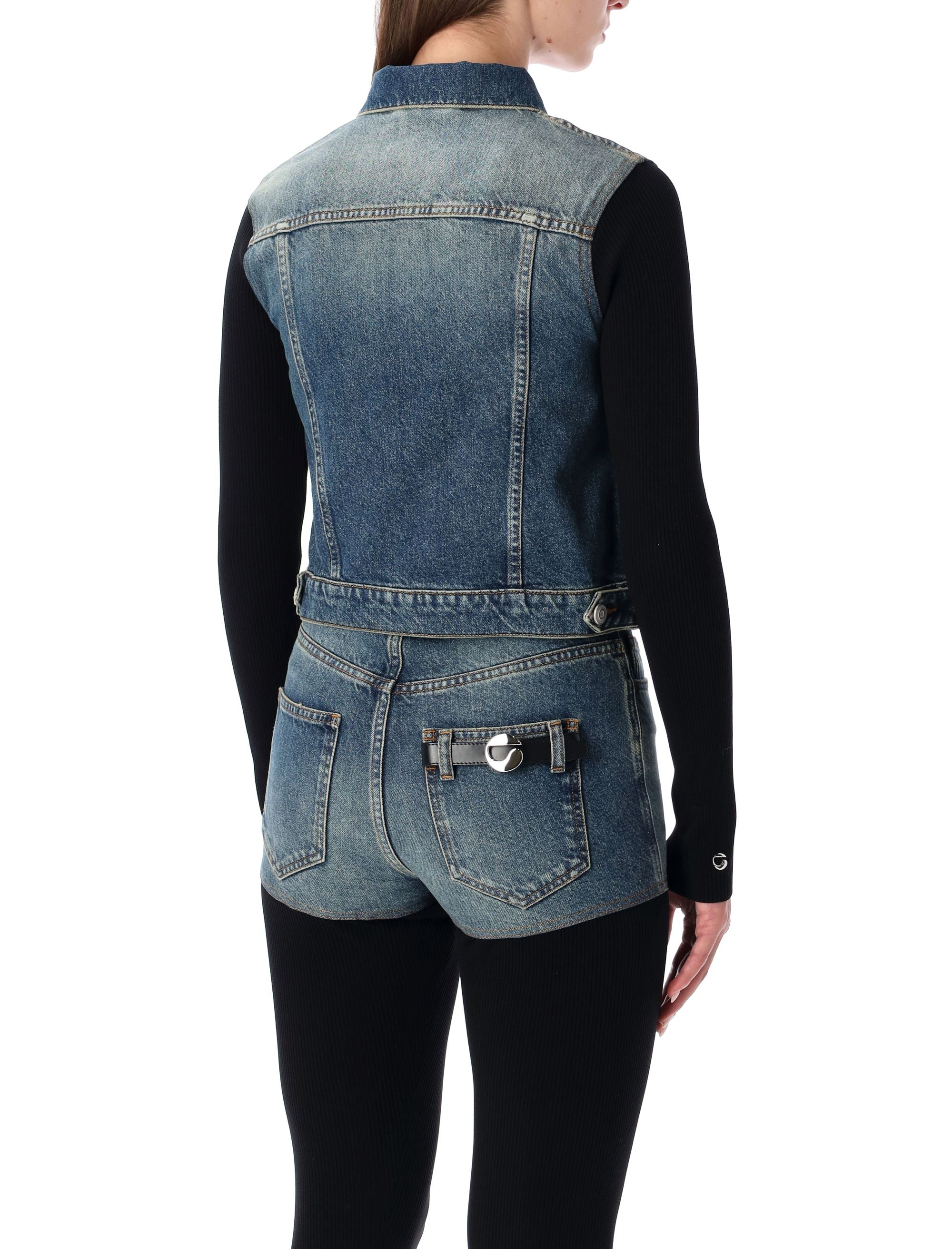 COPERNI Hybrid Rib Knit and Denim Trompe-L’Œil Jacket (Size 36)