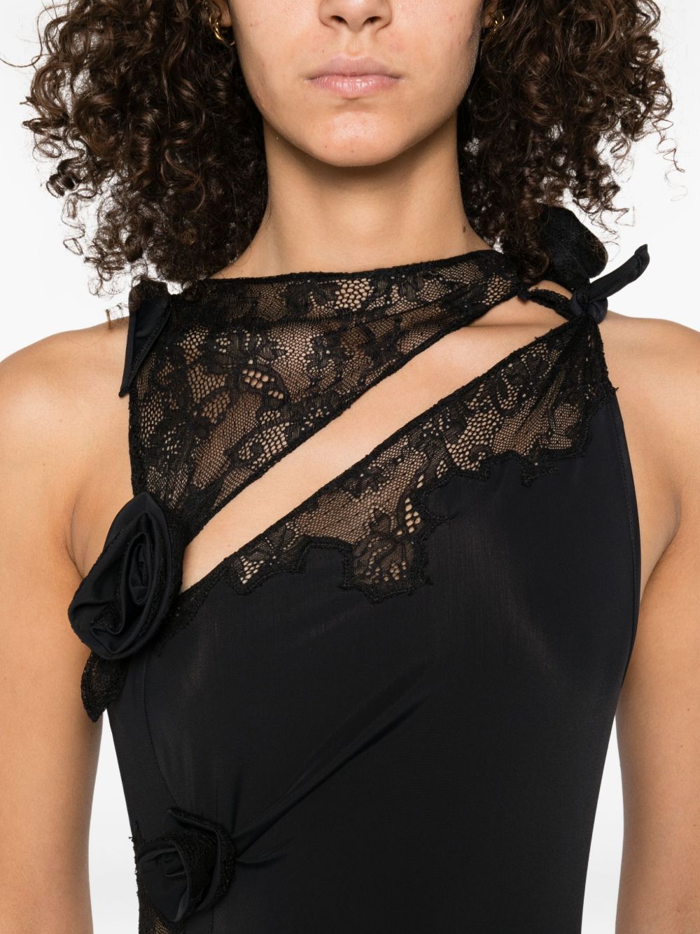 COPERNI Asymmetric Mini Dress with Lace Inserts and Knotted Details