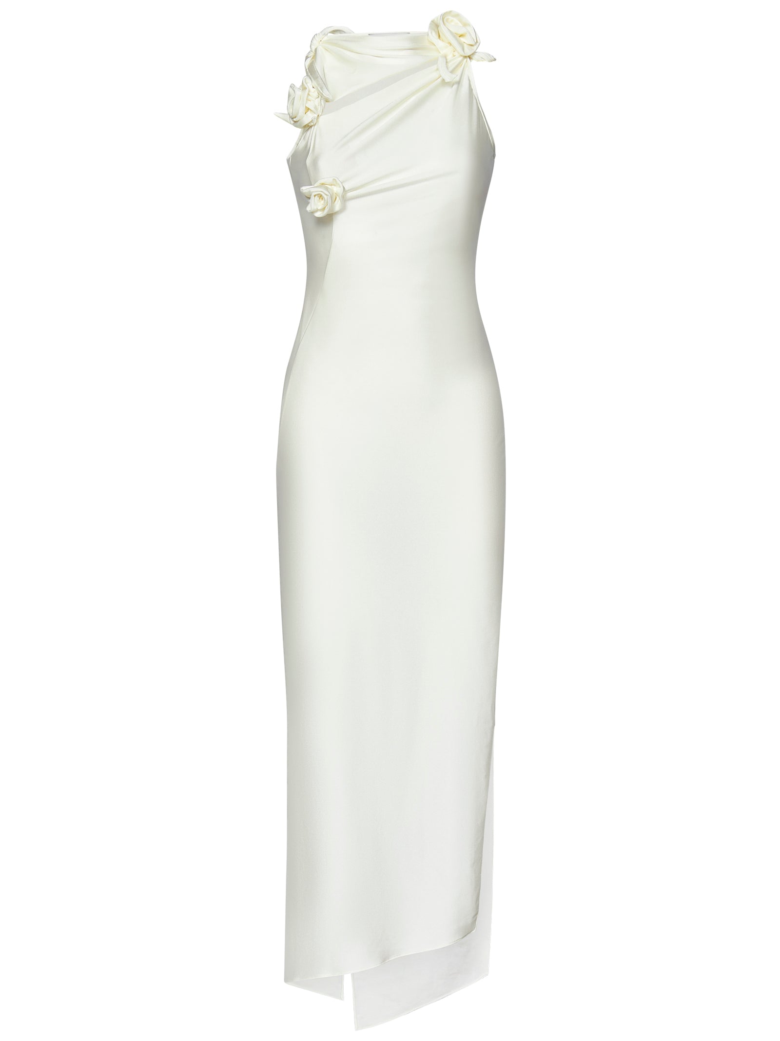 COPERNI Asymmetric Mini Dress with Elegant Knotted Fabric Flowers