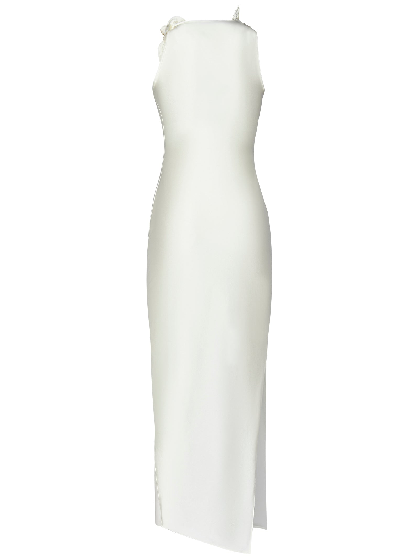 COPERNI Asymmetric Mini Dress with Elegant Knotted Fabric Flowers