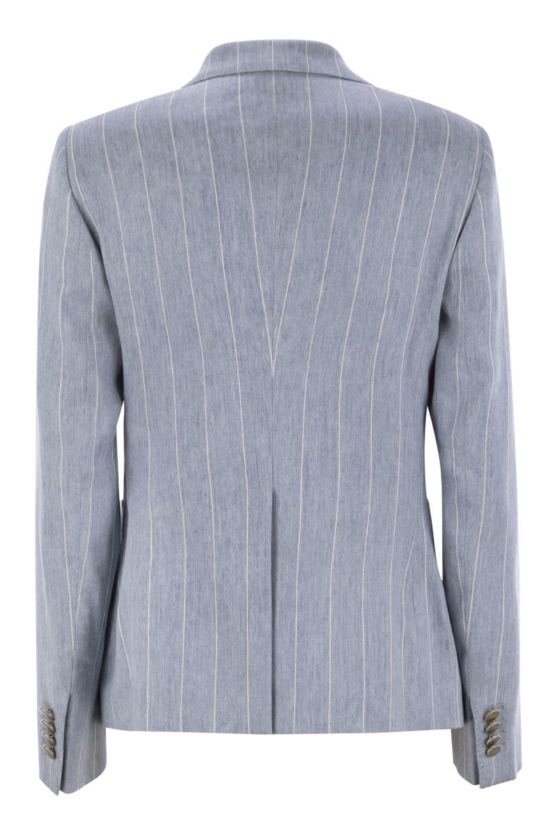 TAGLIATORE Double-Breasted Pinstripe Blazer for Women - Slim Fit