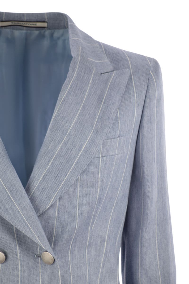 TAGLIATORE Double-Breasted Pinstripe Blazer for Women - Slim Fit