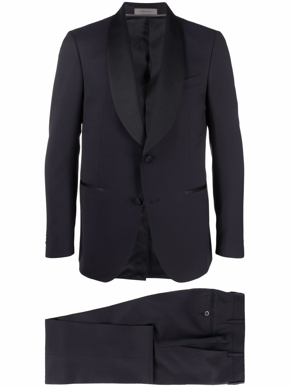 CORNELIANI Tailored Two-Piece Evening Suit with Scarf Lapel