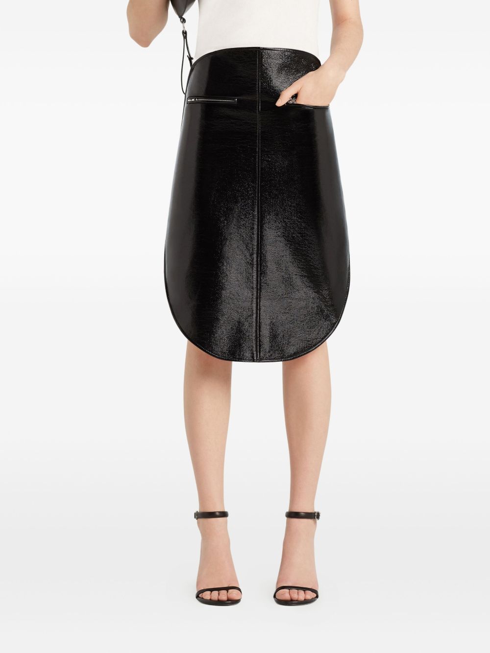 COURREGES High-Waisted Mini Skirt with Curved Hemline for Women
