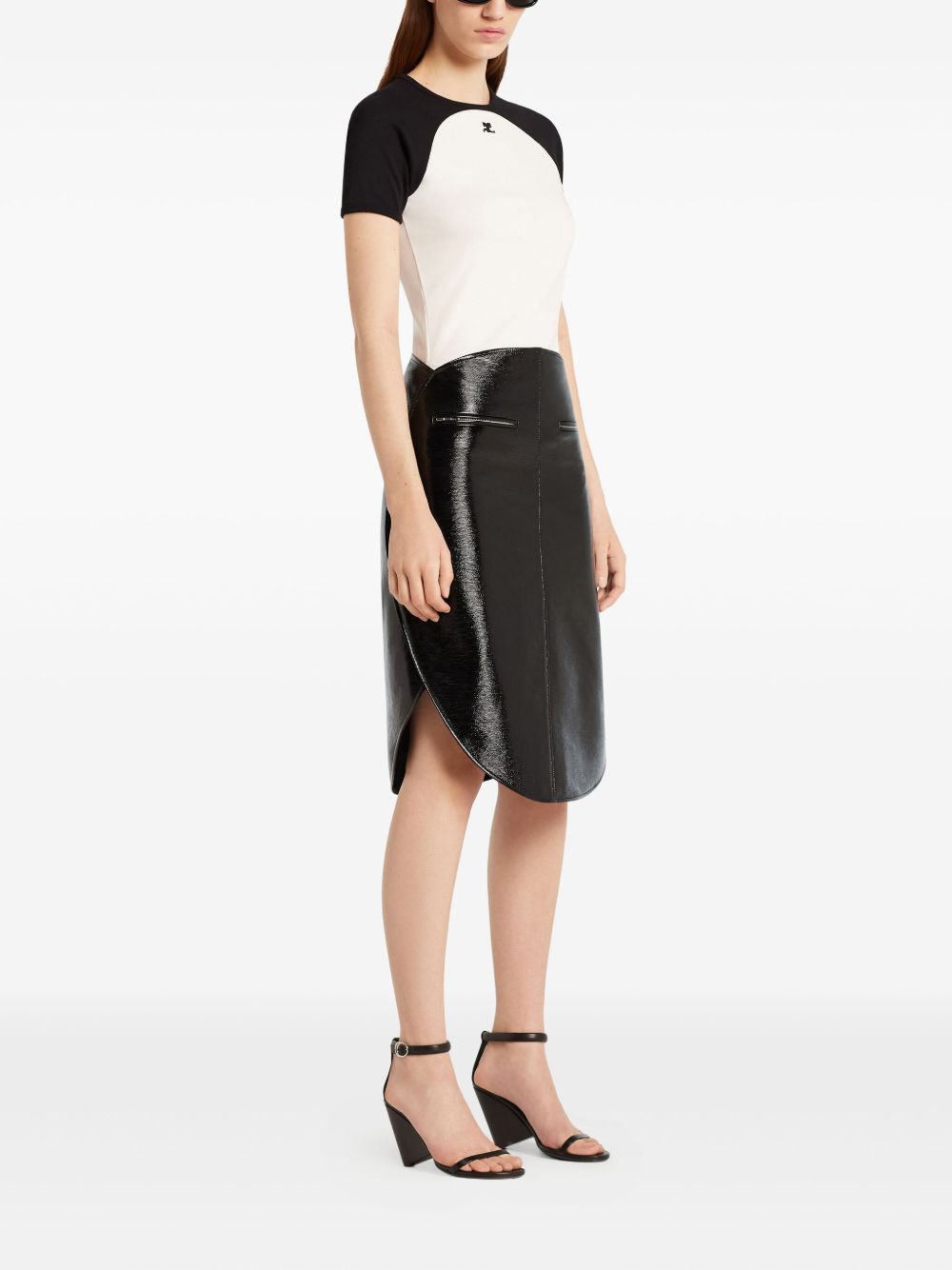 COURREGES High-Waisted Mini Skirt with Curved Hemline for Women