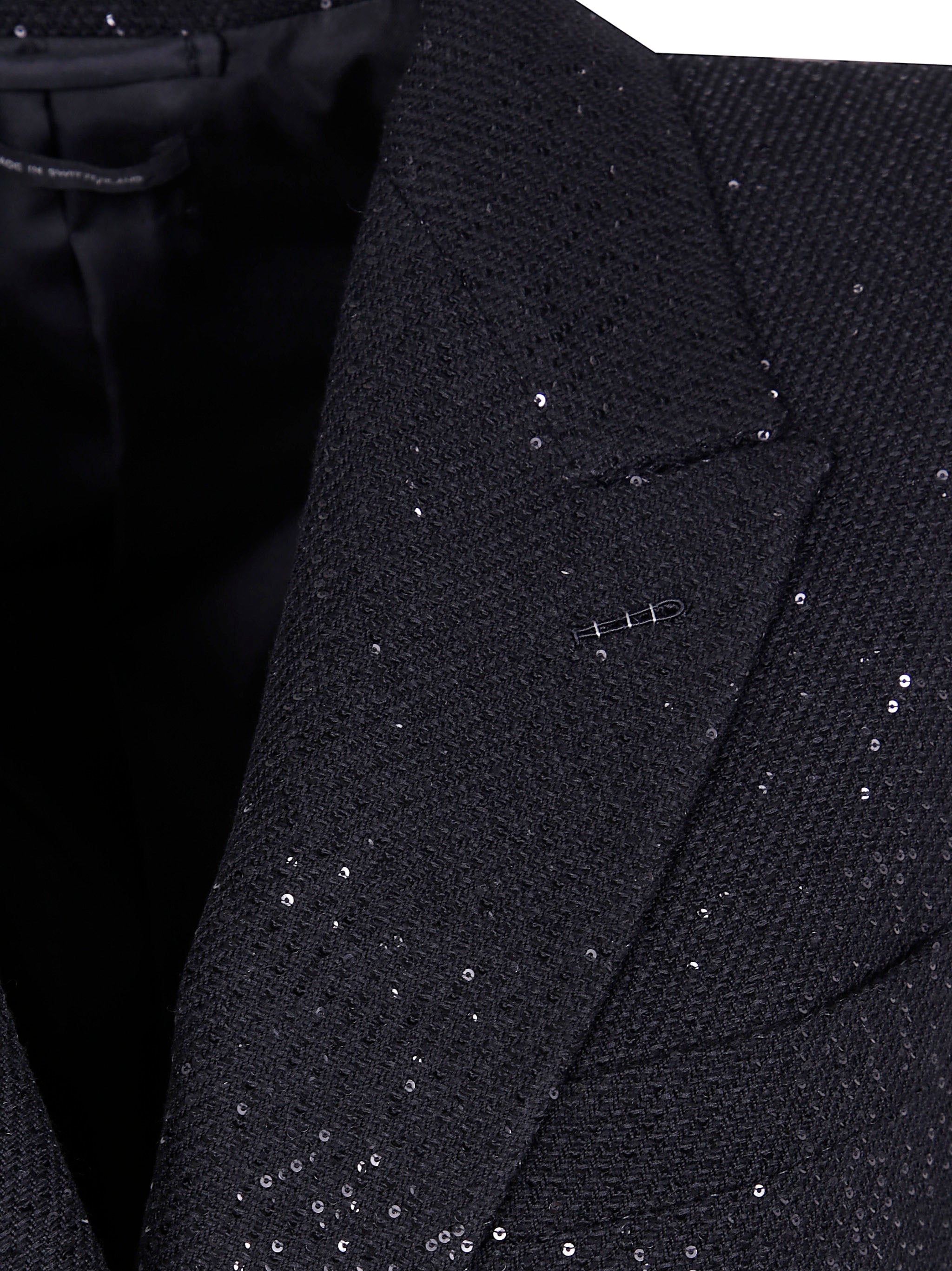 TOM FORD Sequined Wool Blend Crepe Double Breasted Jacket