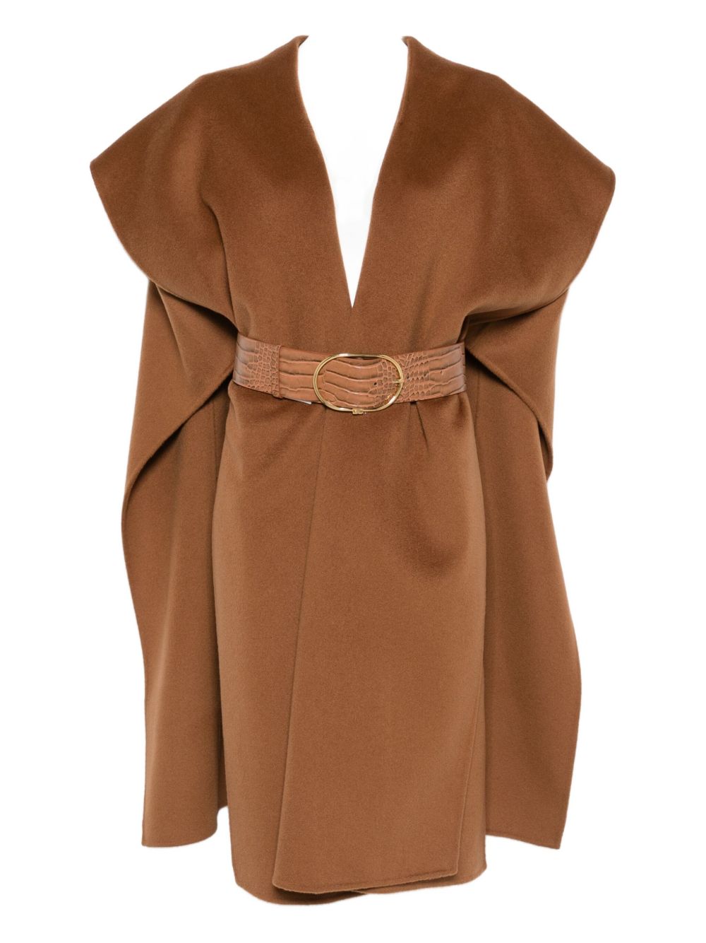ELISABETTA FRANCHI Wool Belted Sleeveless V-Neck Jacket