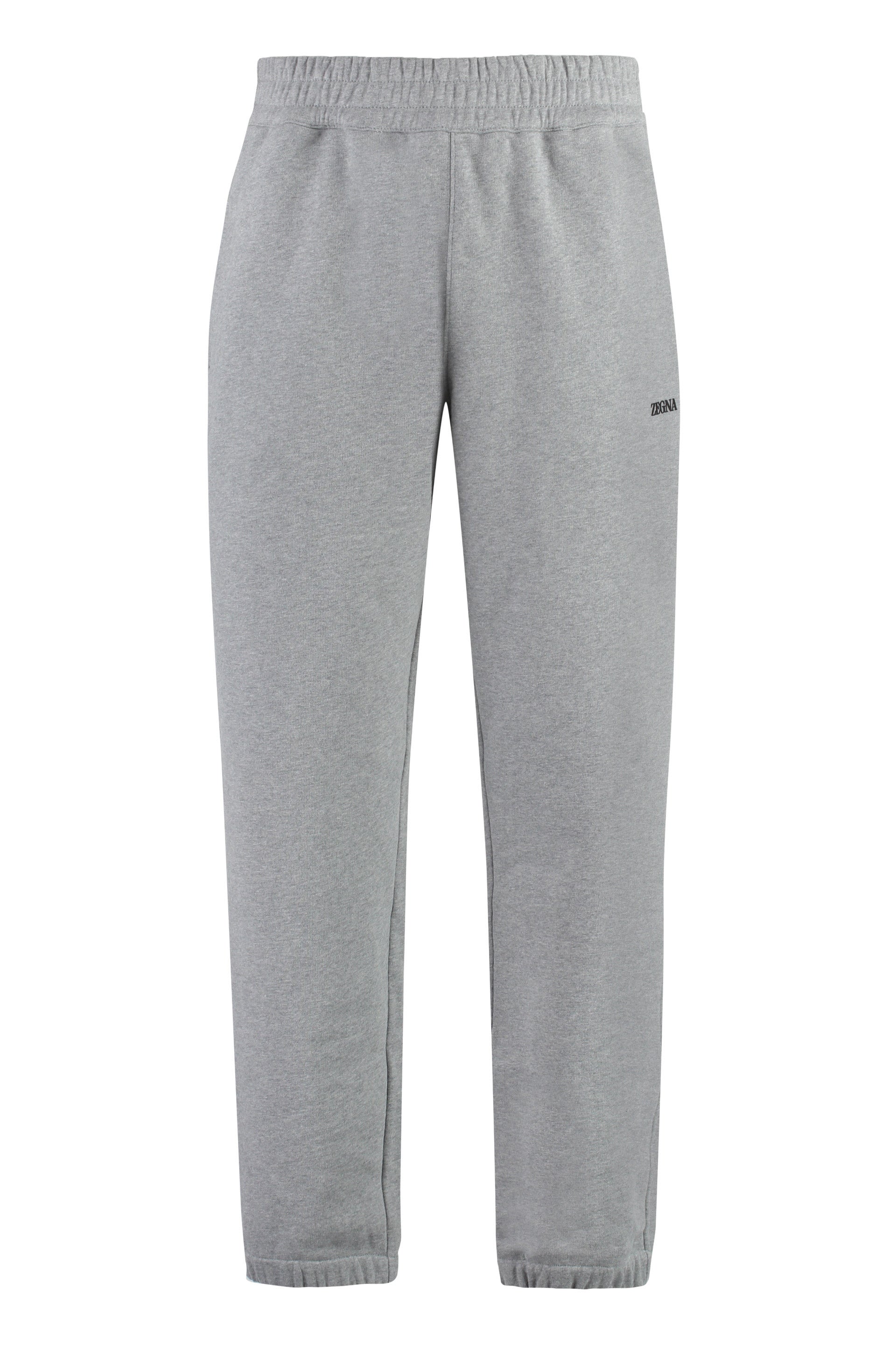 ZEGNA Men's Cotton Track Pants with Elasticated Ankle Cuffs