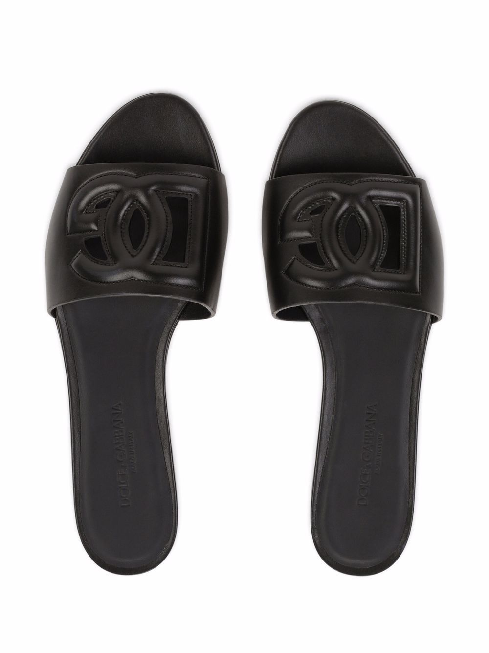 DOLCE & GABBANA Leather DG Logo Flat Sandals
