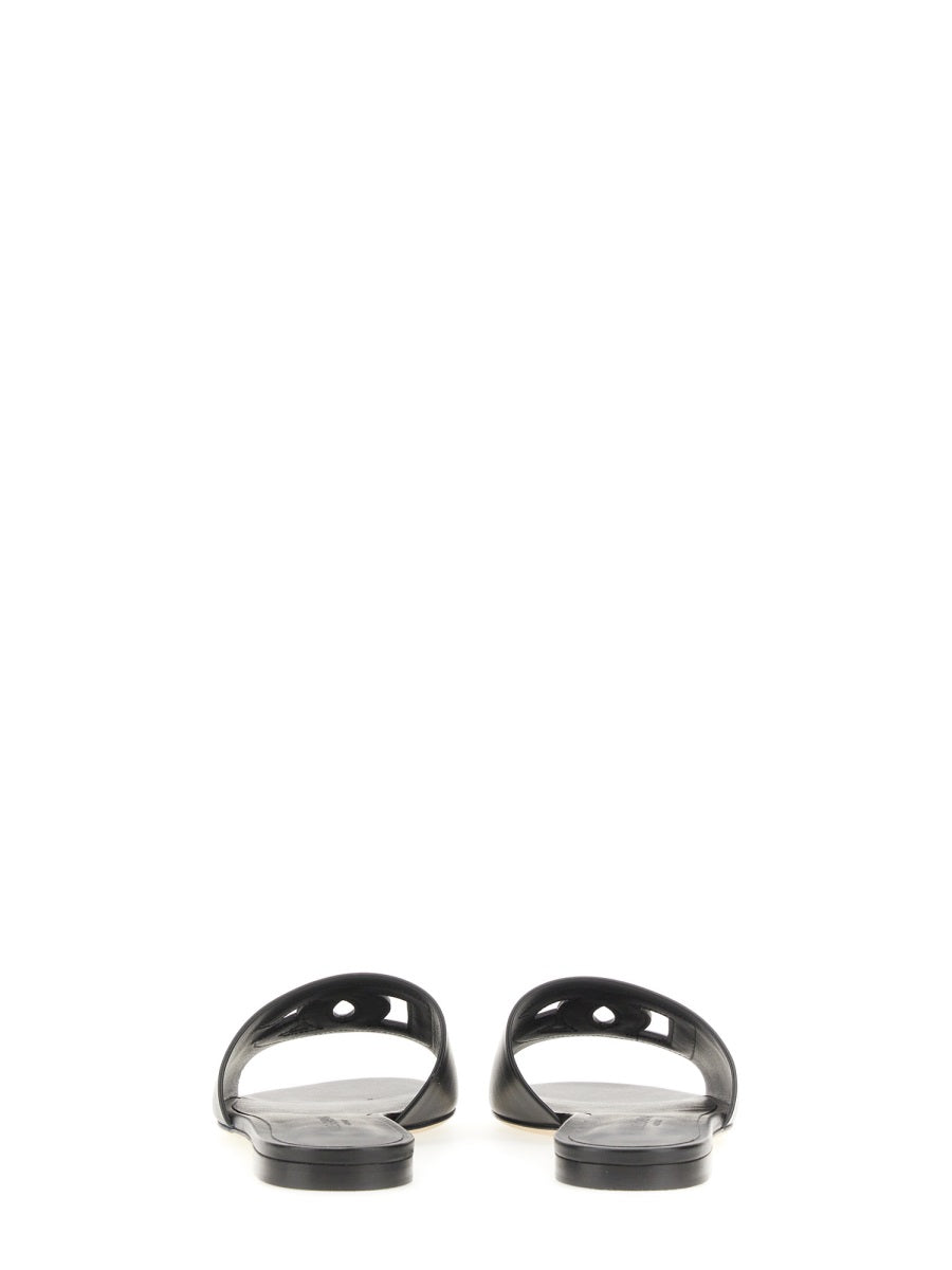 DOLCE & GABBANA Leather DG Logo Flat Sandals