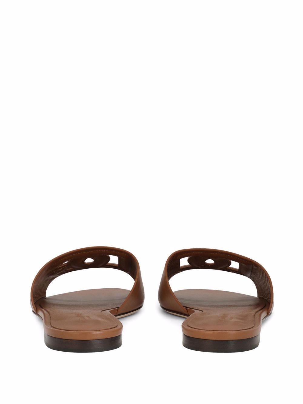 DOLCE & GABBANA Leather Logo Flat Sandals for Women