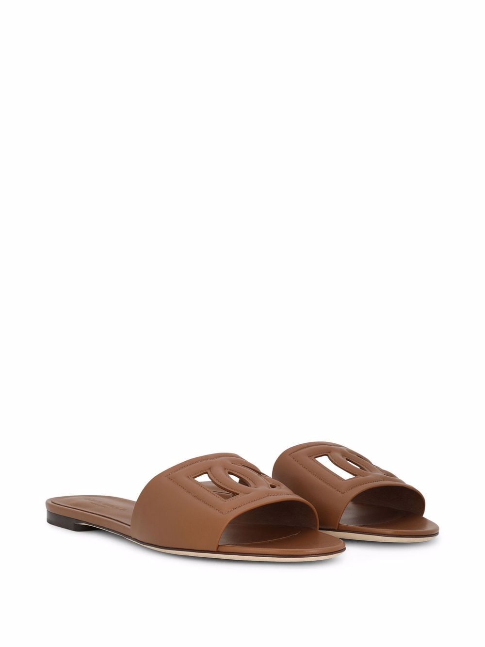 DOLCE & GABBANA Leather Logo Flat Sandals for Women