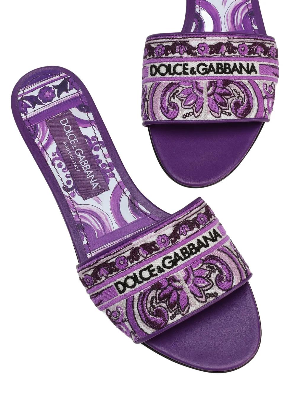DOLCE & GABBANA Maiolica Print Mini Slide Sandals for Women