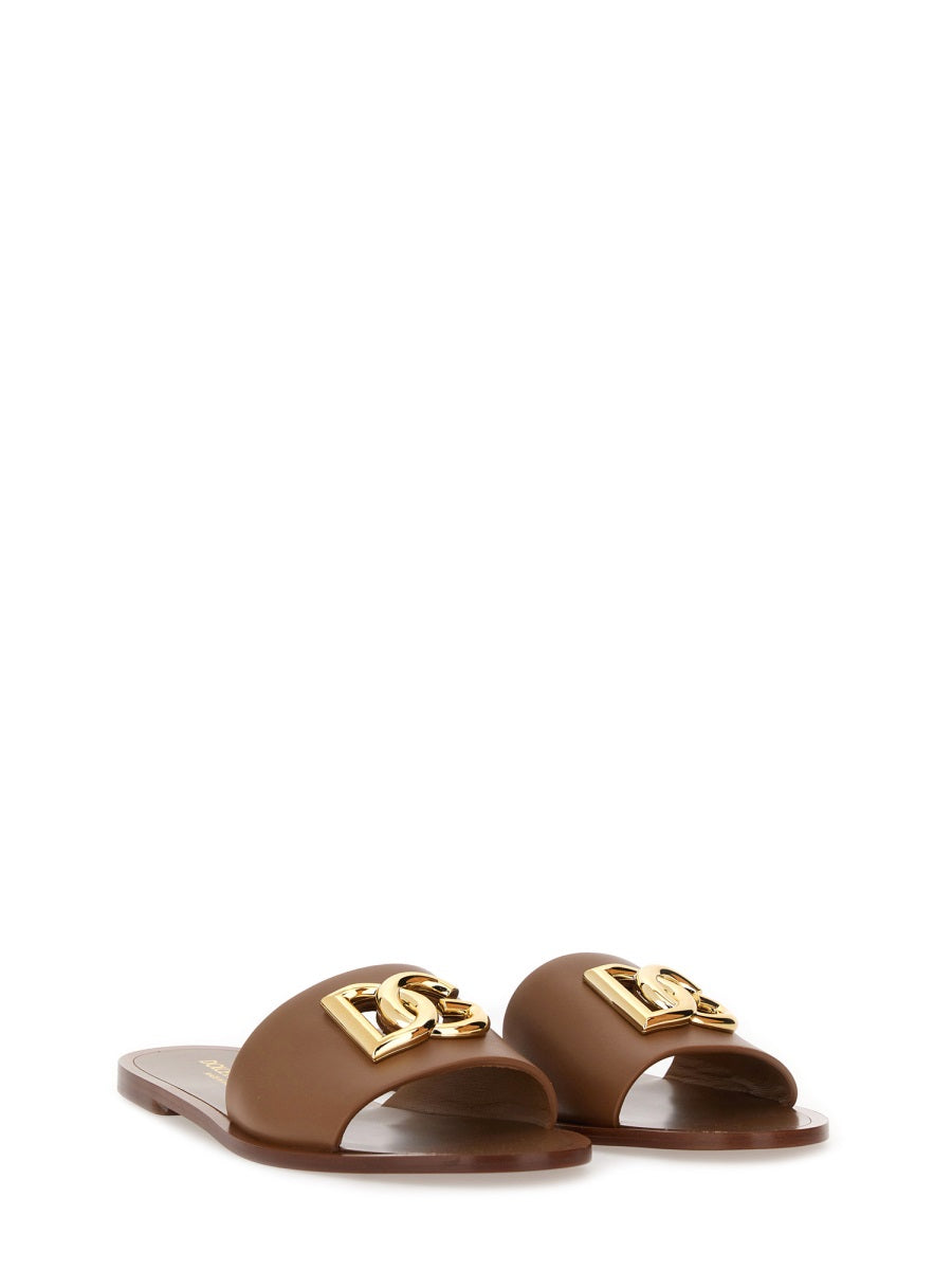 DOLCE & GABBANA Leather Slide Sandal for Women