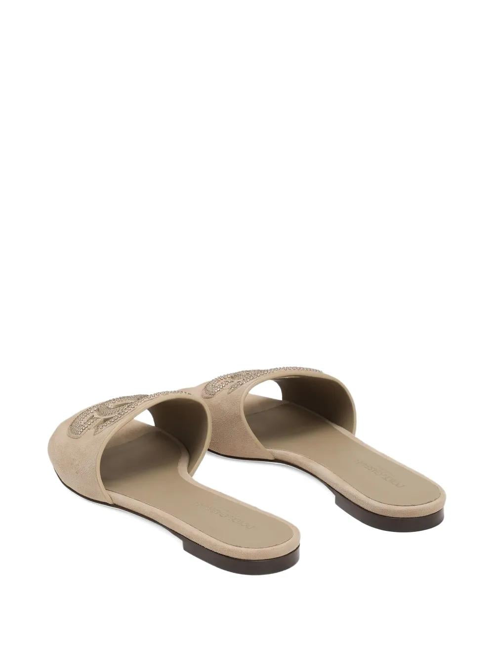 DOLCE & GABBANA Crystal Embellished Open Toe Flat Sandals