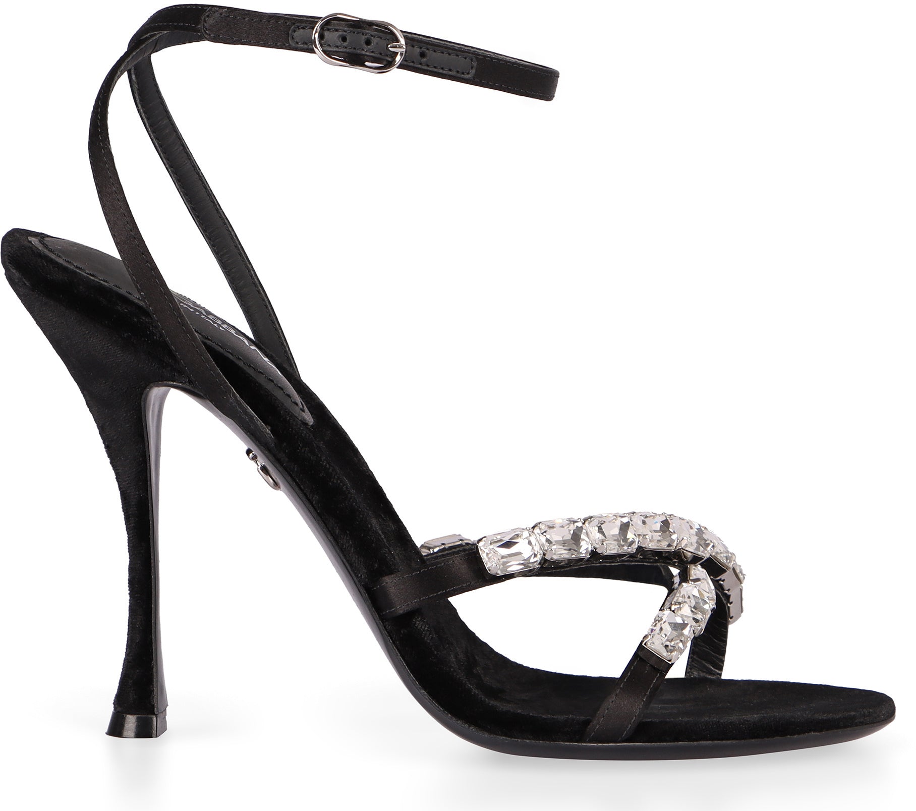 DOLCE & GABBANA Elegant Satin Sandals with Stone Embellishments