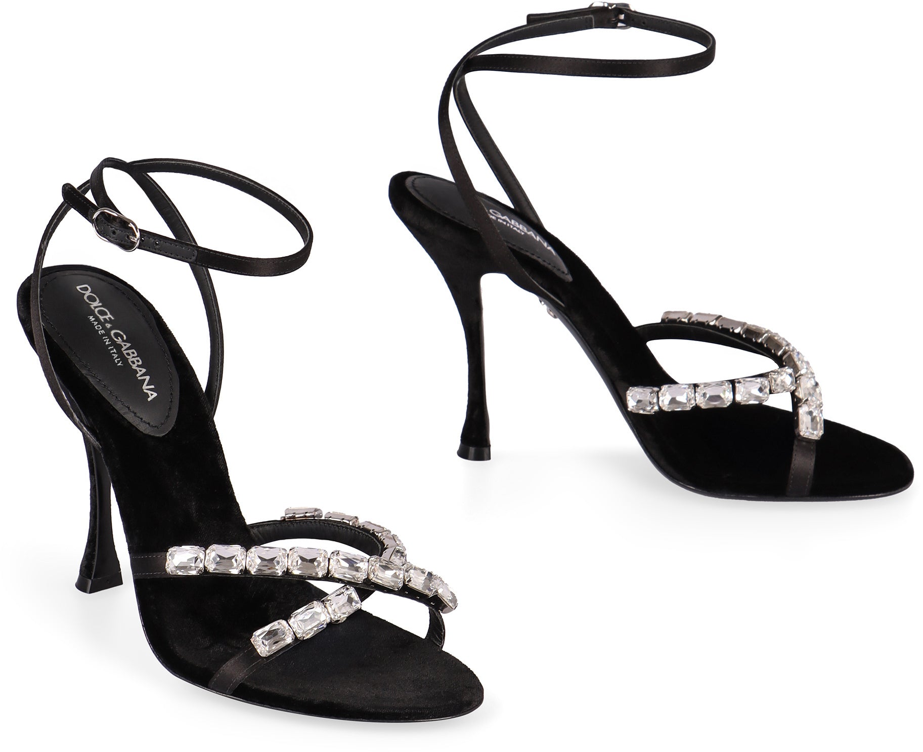 DOLCE & GABBANA Elegant Satin Sandals with Stone Embellishments