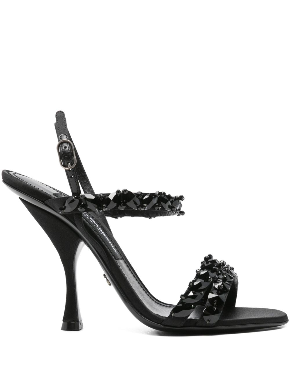 DOLCE & GABBANA Embroidered Satin Mini Sandals with High Heel