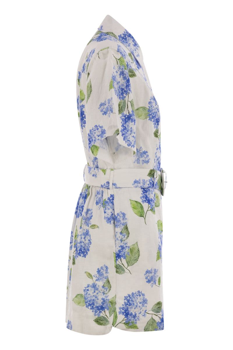 MC2 SAINT BARTH Mini Linen Floral Playsuit