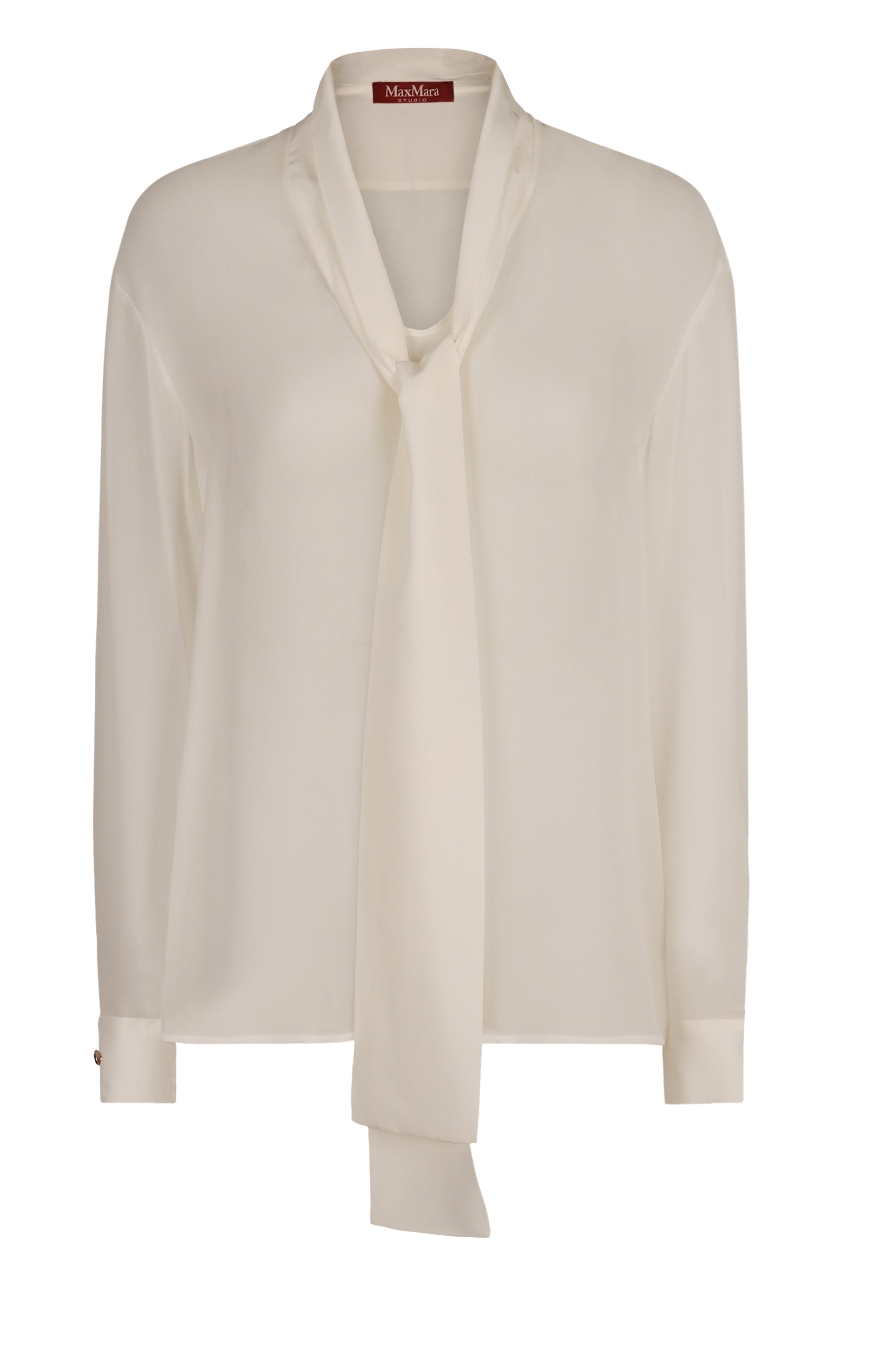MAX MARA STUDIO Silk Blouse with Pussy-Bow Collar