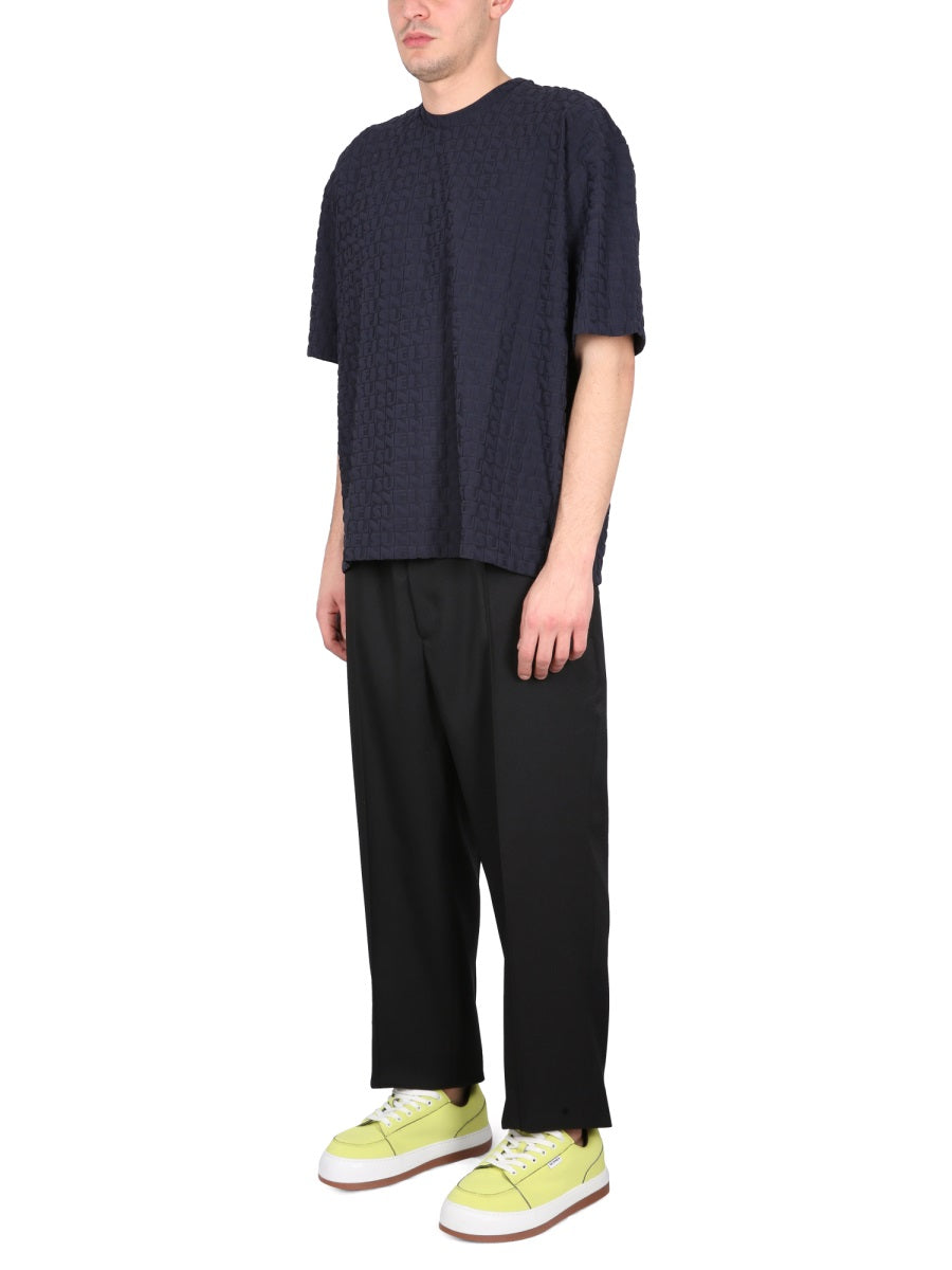 SUNNEI Crewneck T-Shirt with All Over Logo Embroidery