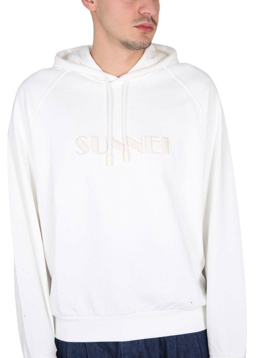 SUNNEI Embroidered Logo Drawstring Hooded Sweatshirt for Men