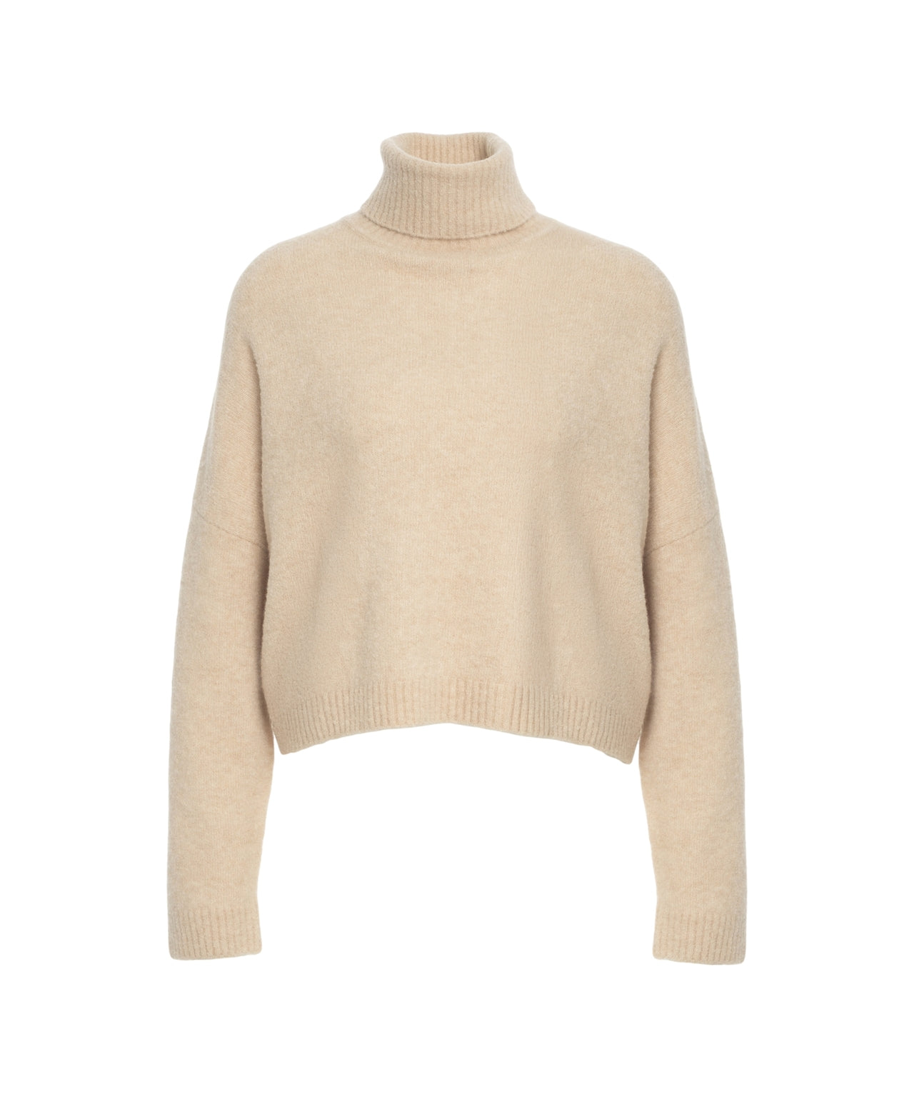 CRUSH Luxurious Cashmere Turtleneck Sweater - Women's Loose Fit Cropped Style