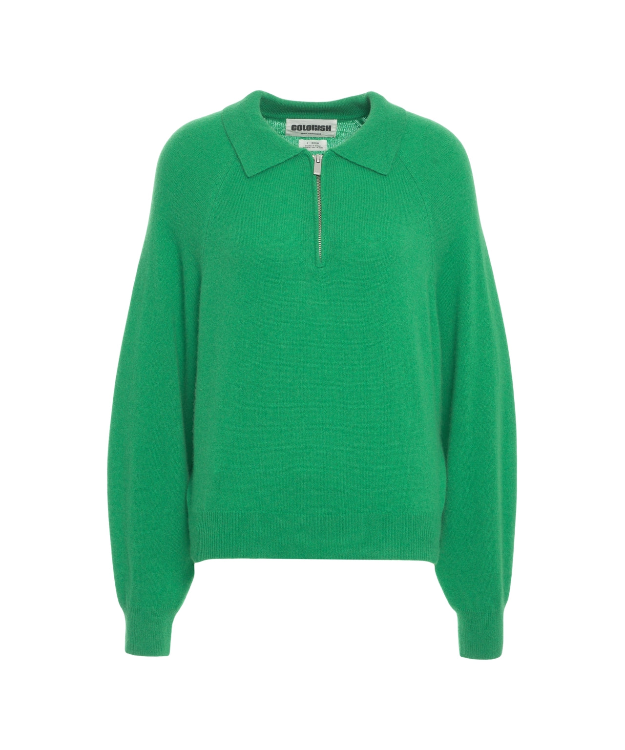 CRUSH Cashmere Pullover with Polo Collar and Half-Zip Front