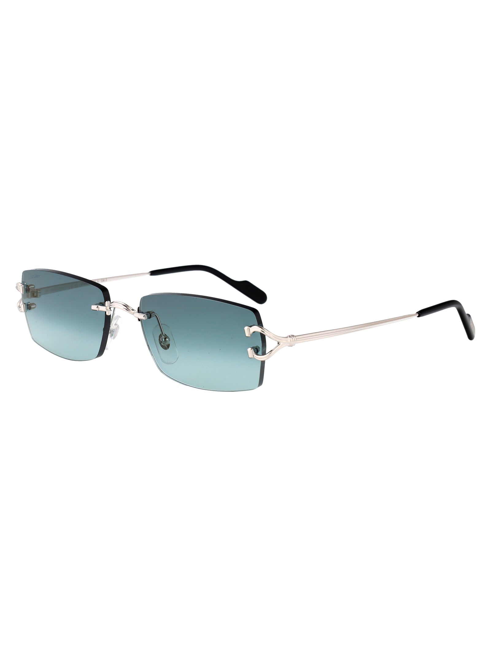 CARTIER Sleek Men's Metal Sunglasses with Green Lenses