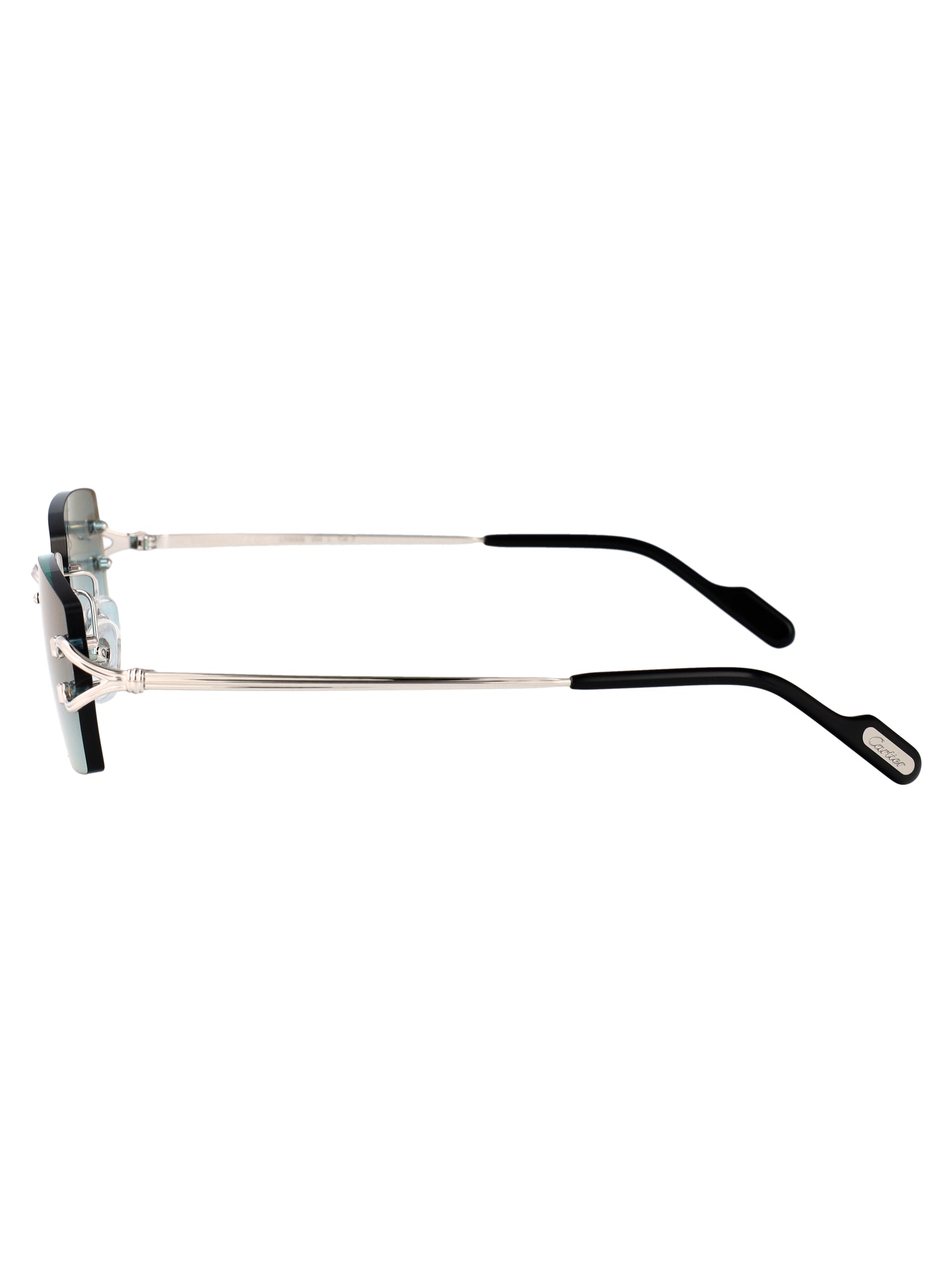 CARTIER Sleek Men's Metal Sunglasses with Green Lenses