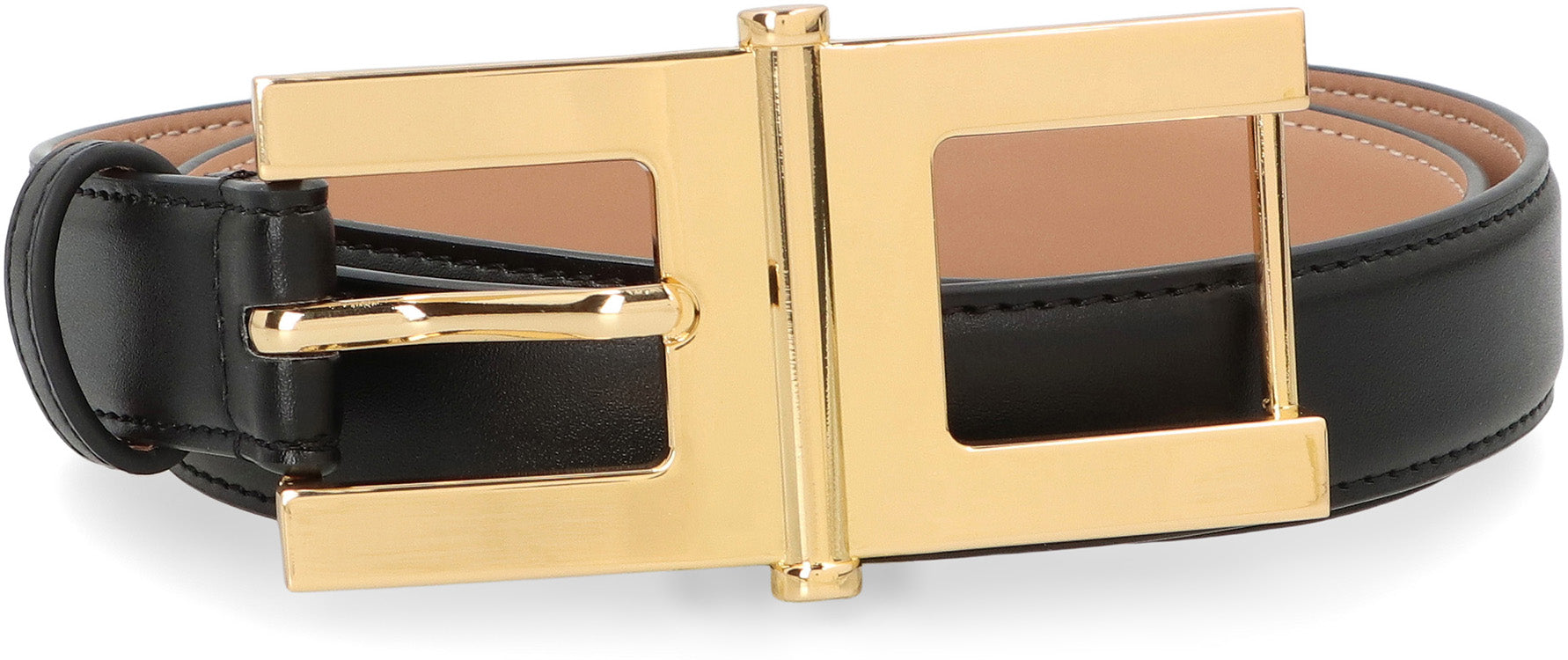 ELISABETTA FRANCHI Elegant Eco-Leather Belt with Logo Buckle - 5 cm Height