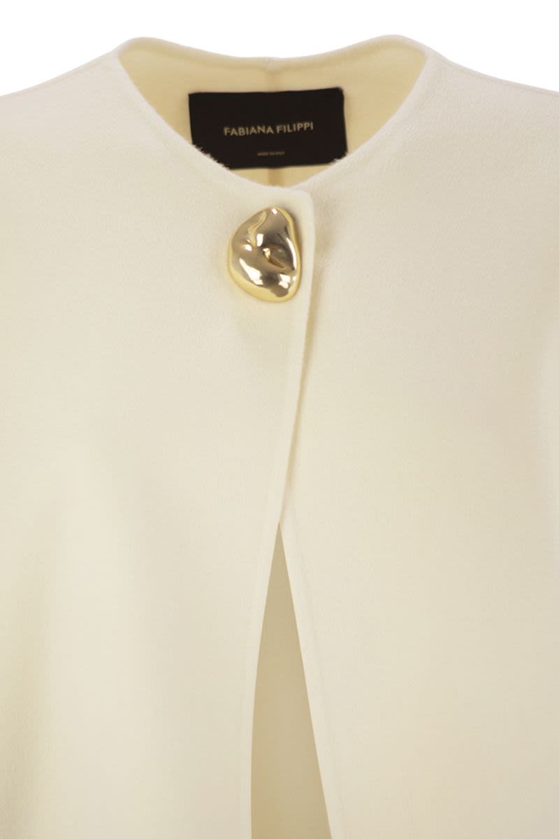 FABIANA FILIPPI Double Cashmere Cape Jacket with Jewel Button