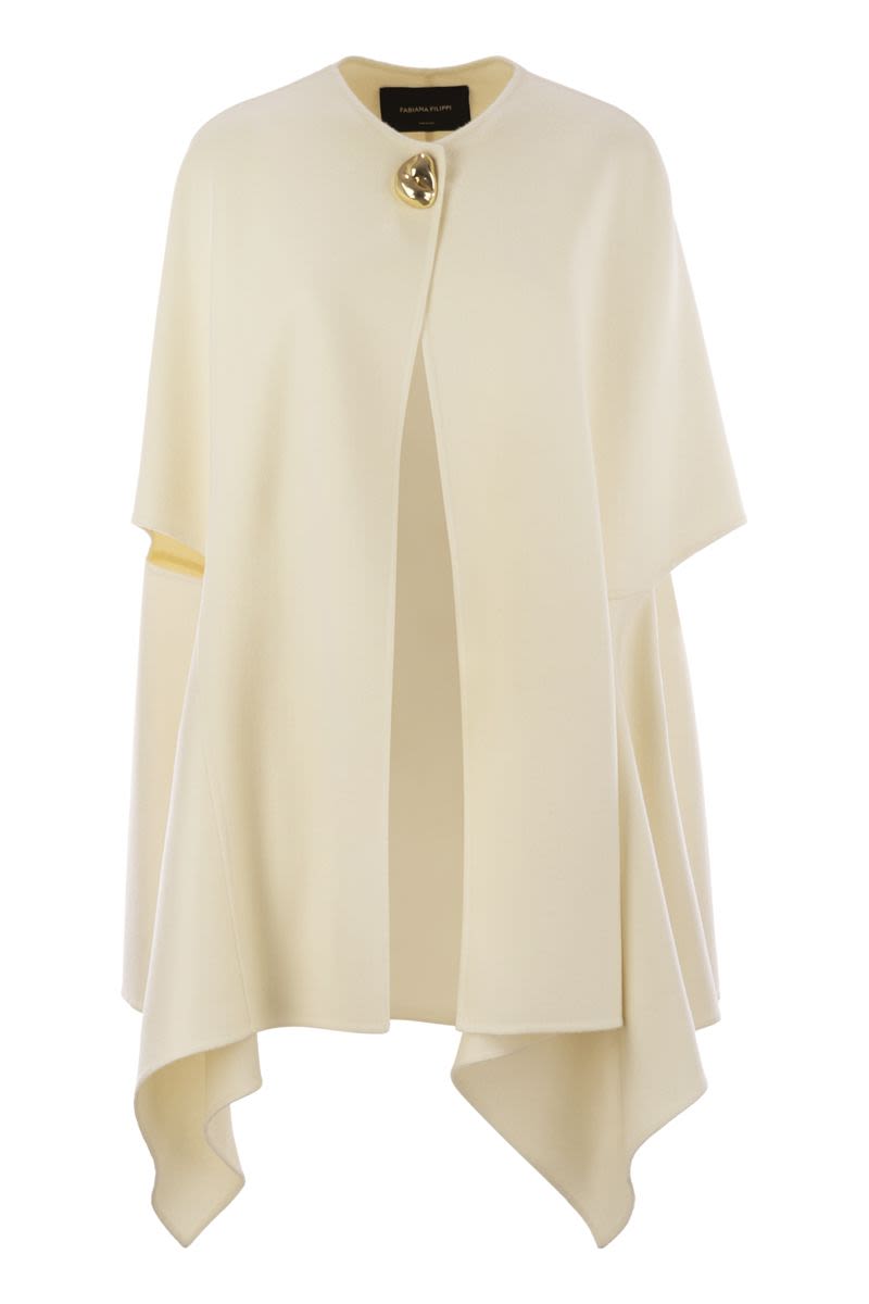 FABIANA FILIPPI Double Cashmere Cape Jacket with Jewel Button