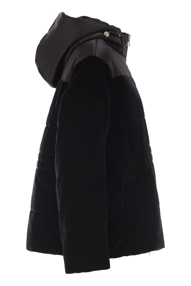 FABIANA FILIPPI Padded Velvet Jacket with Hood