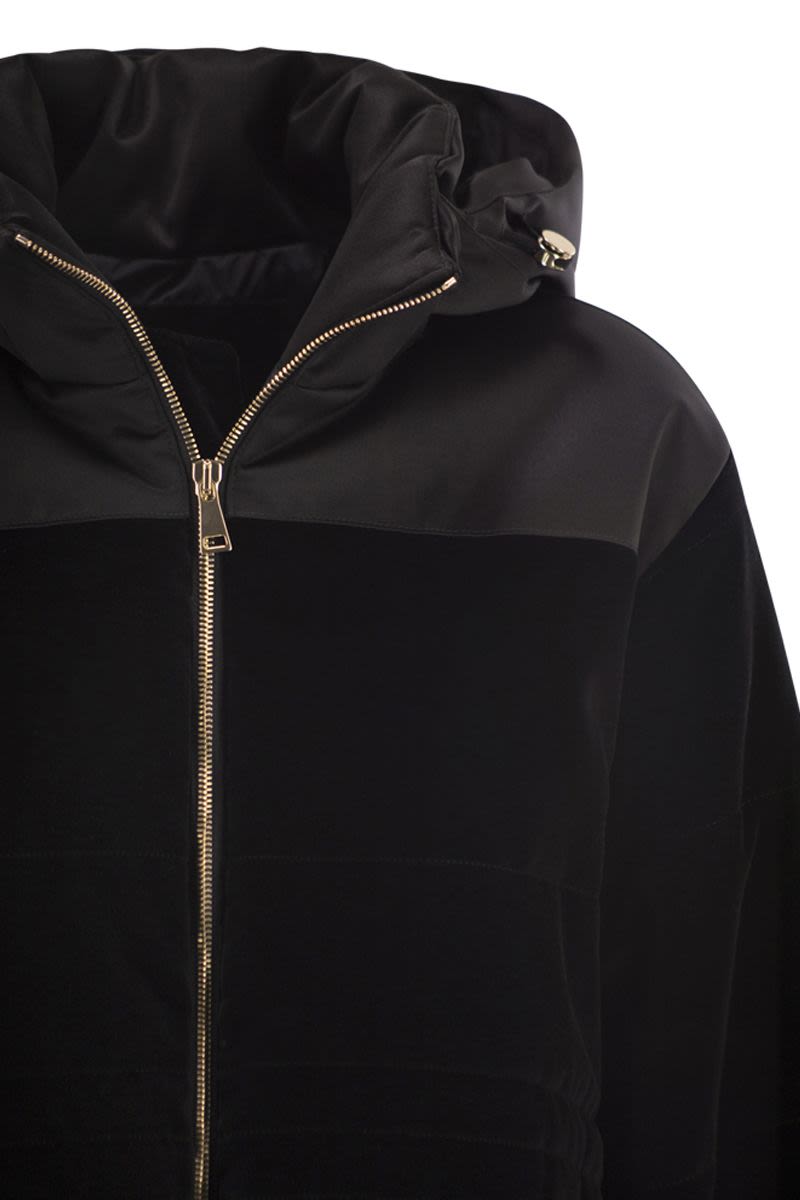 FABIANA FILIPPI Padded Velvet Jacket with Hood