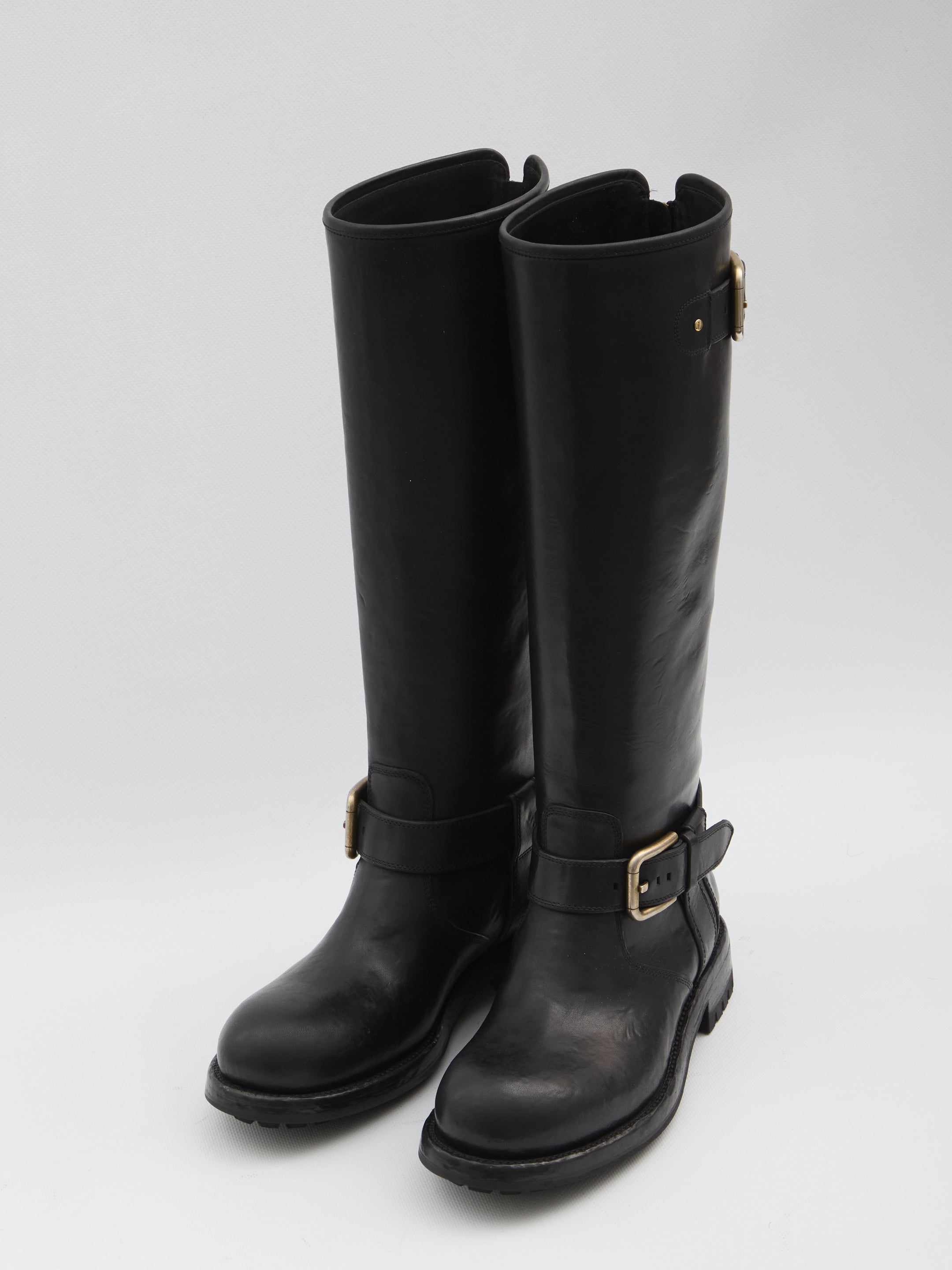 DOLCE & GABBANA Women's Leather Biker Boots