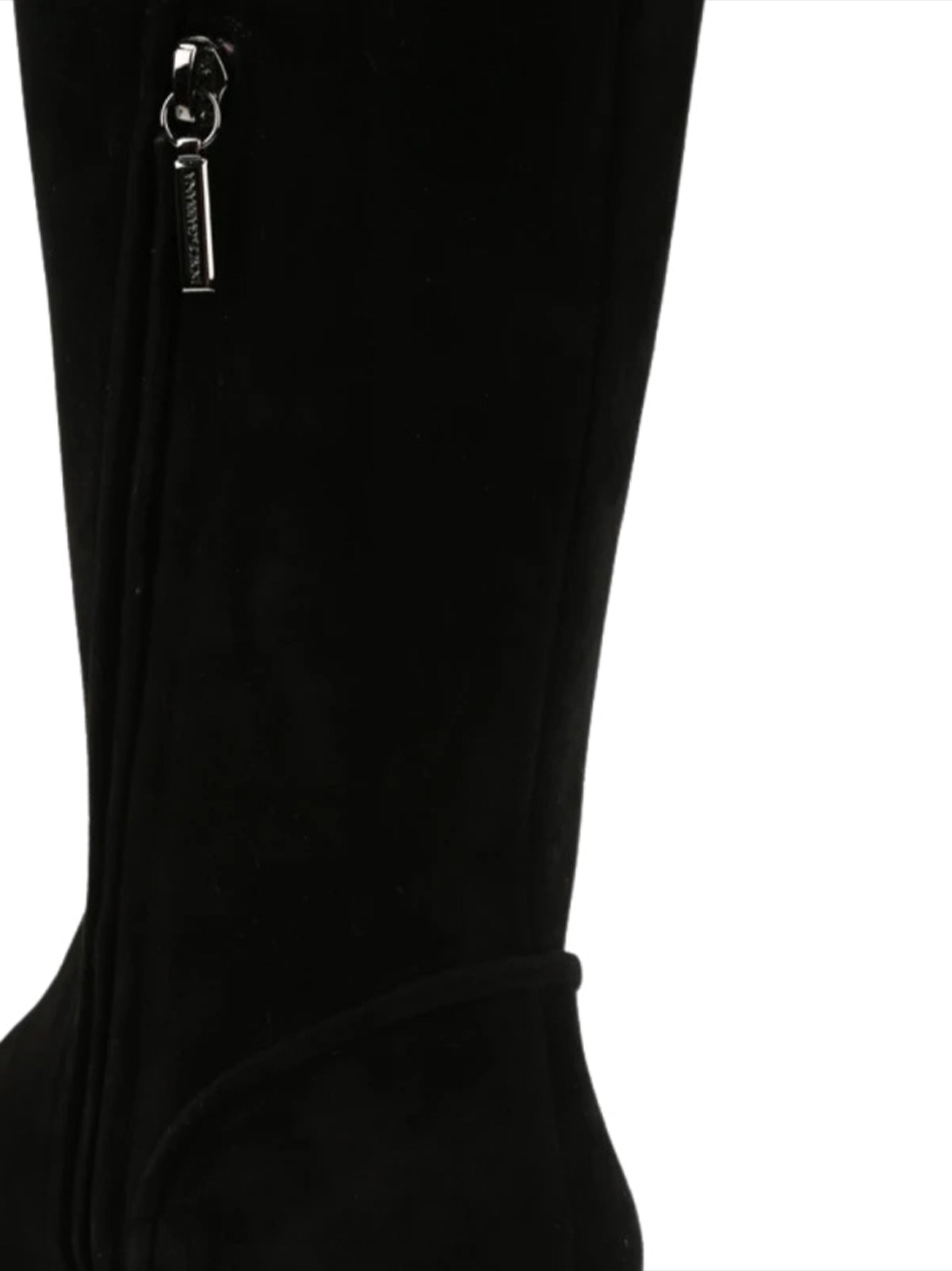 DOLCE & GABBANA Knee-High Suede Boot with Gold Logo