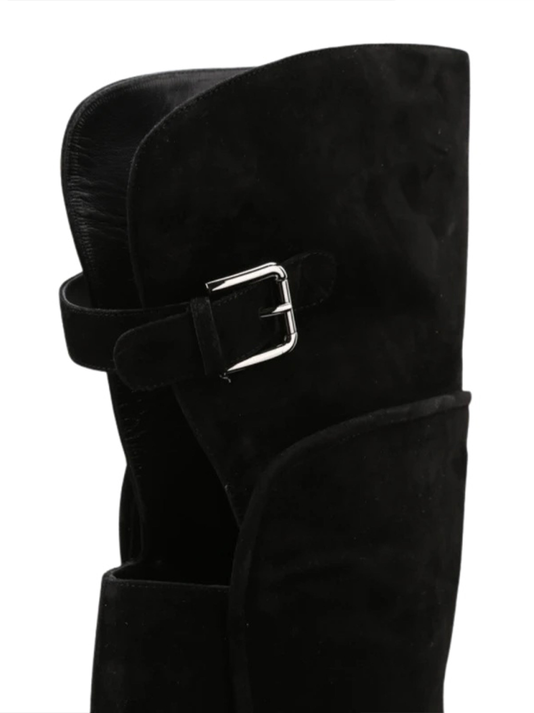 DOLCE & GABBANA Knee-High Suede Boot with Gold Logo