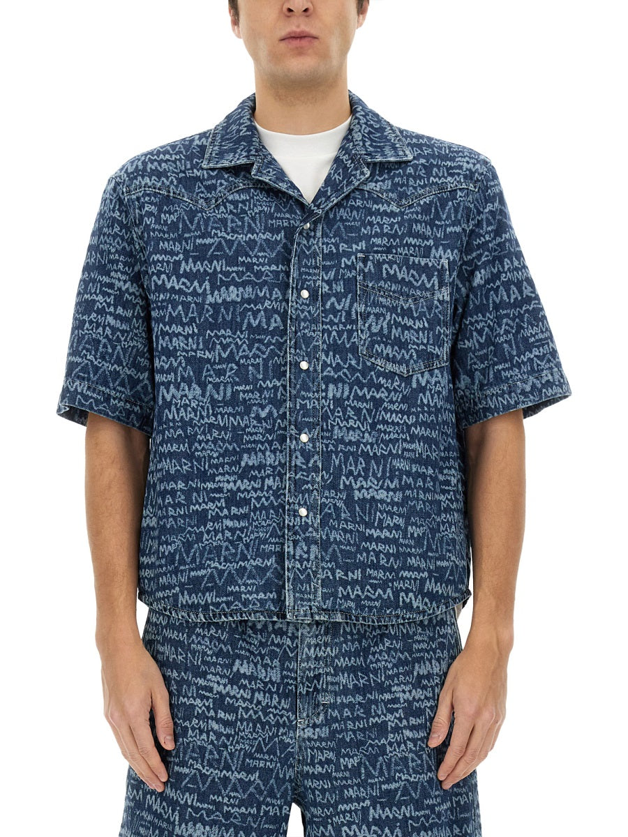 MARNI Denim Bowling Shirt Size 48 for Men