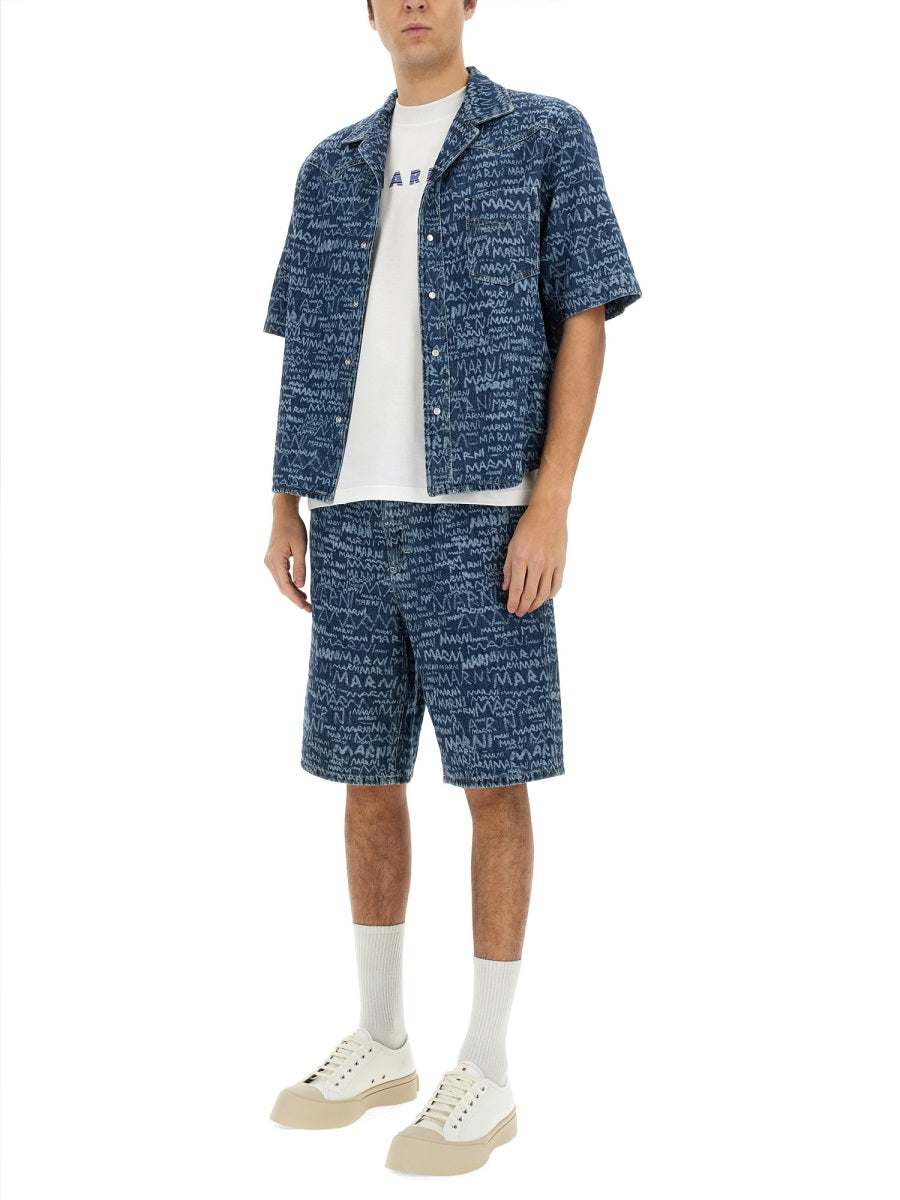 MARNI Denim Bowling Shirt Size 48 for Men