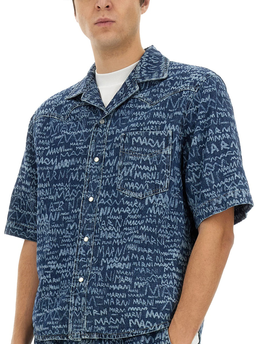 MARNI Denim Bowling Shirt Size 48 for Men