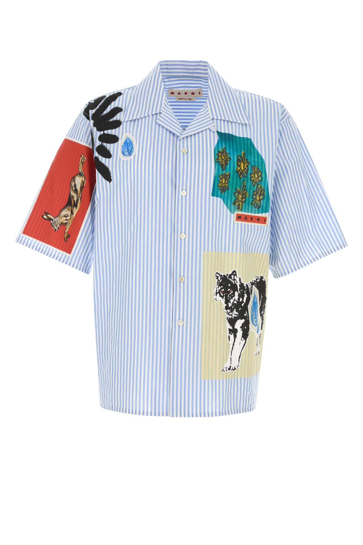 MARNI Embroidered Striped Poplin Shirt
