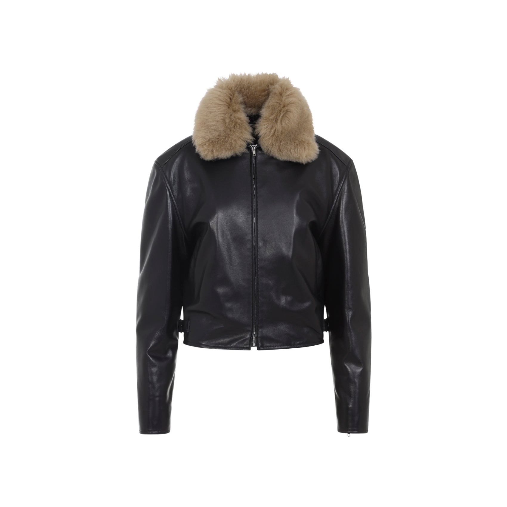 PHOEBE PHILO Cropped Aviator Lamb Leather Jacket