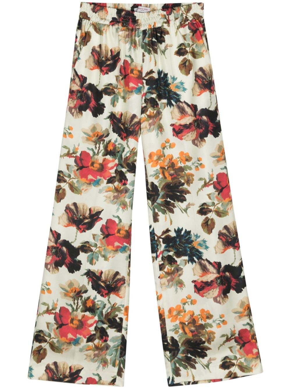 ALBERTO BIANI Printed Silk Wide-Leg Trousers
