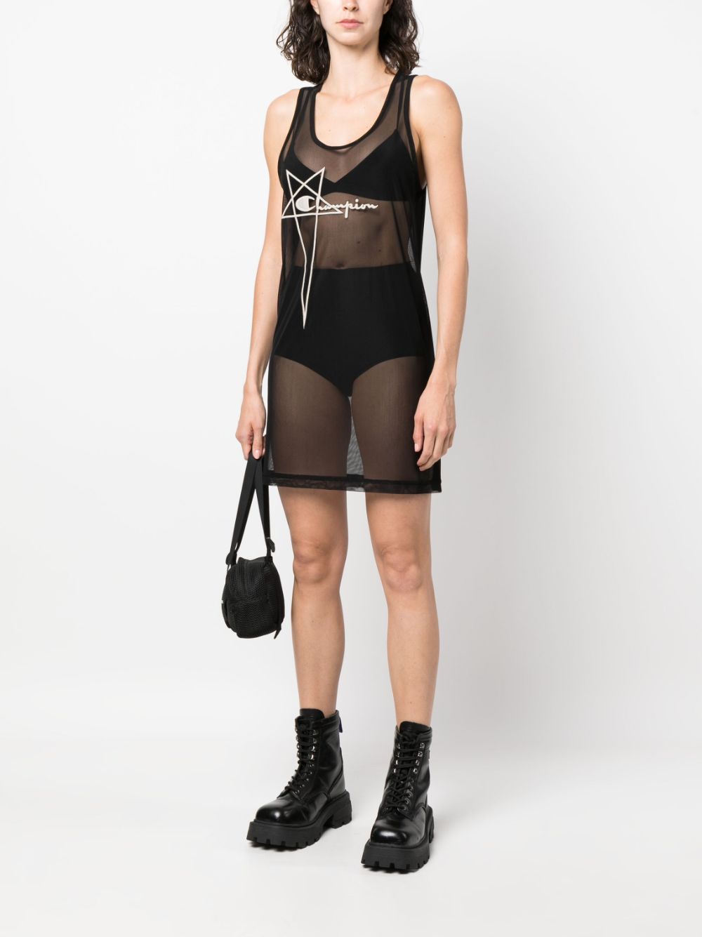 RICK OWENS X CHAMPION Recycled Polyamide Blend Mini Logo-Embroidered Dress