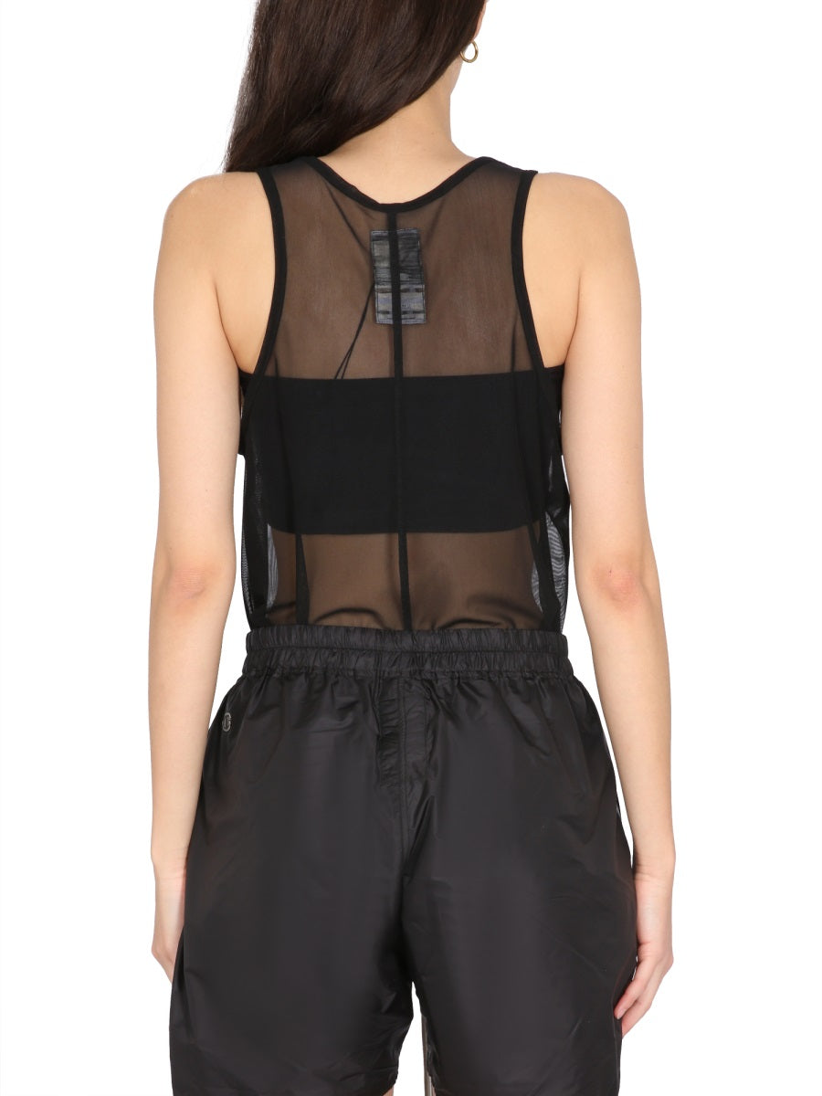 RICK OWENS X CHAMPION Mini Basketball Undershirt with Snap Button Closure for Women