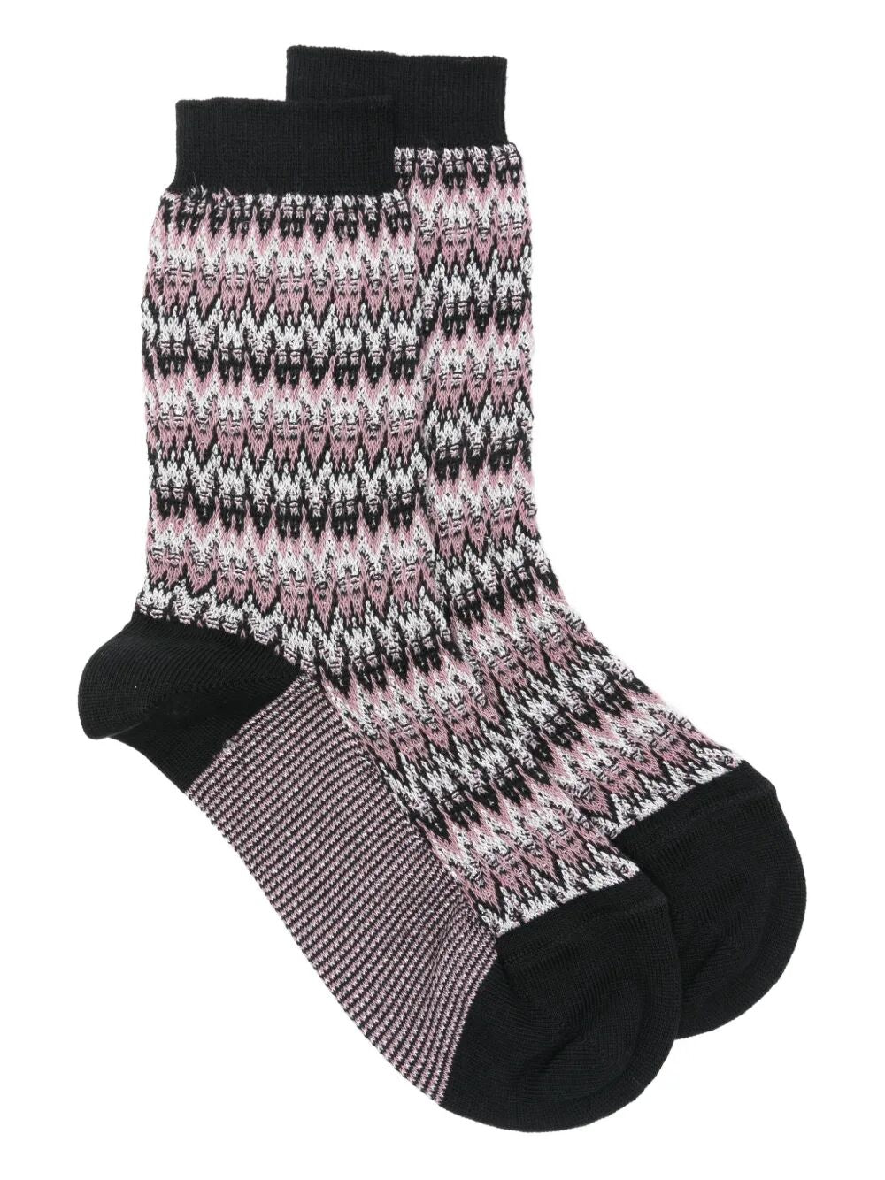 MISSONI Zig-Zag Pattern 100% Leather Socks for Women