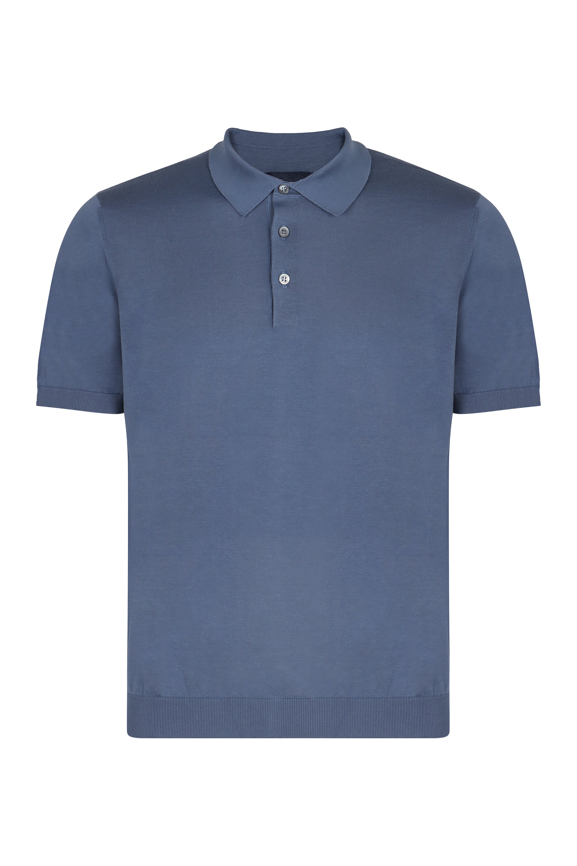 DRUMOHR Ribbed Knit Cotton Polo Shirt for Men